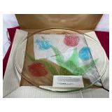 vtg. L.E. Smith Glass  fused art glass platter