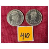 1972 dollar 50% silver & 1975 dollar nicklel
