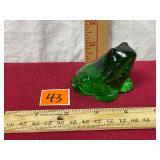 vintage green glass frog figurine, Ganz Art