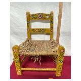 Mexican folk art hand-painted wooden child's chair