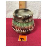 Beautiful Native American Horse Hair Round Pot
