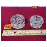 2 smaller glass flower frogs