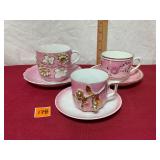 antique German lusterware teacup and saucer sets