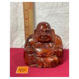 Carved Wood Seated Buddha Figure Statue