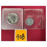 Centennial Quarter and lead penny 1943