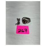 Unmarked Sterling Ring&Pewter Hand Sign