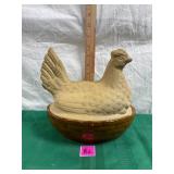 Vtg. Moira Pottery egg hold hen on nest