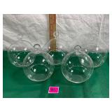 Vtg. Glass hanging flower pots