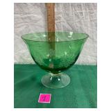 Vtg. Green Glass Footed bowl
