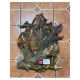 Mid Century Syroco Galleon ShipHanging Plaque