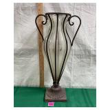 Vtg Handblown Wrought Iron Caged Glass Vase