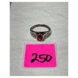 Sterling Garnet ring with Celtic knotwork
