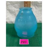 Vtg. Teal Blue Ribbed Glass shade