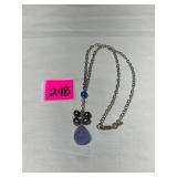 925 Chain w/pearls&chalcedony stone