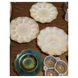 Depression Glass Bowl & Glass Egg Plates