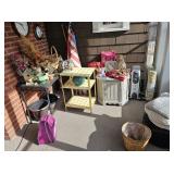 Sun Porch Full-Heaters, Rolling Cart, Table, Plant