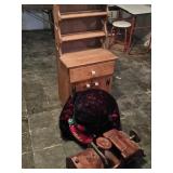 Child's Step Back Cabinet, Bear, & Wooden Truck