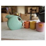 Fiesta Ware (Pitcher and 3 Cups)
