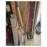 Post Hole Digger, Light Changer, 2 Hoes and Shovel