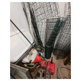 Tomato Cages, Wire, Posts, Tote of Misc
