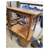 Oak Library Table and Wooden Desk