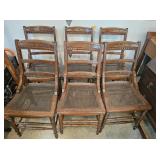 (6) Spoon Carved Cane Seat Chairs
