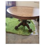 Claw Foot Oak Round Table 45', (2) 8' Leaves