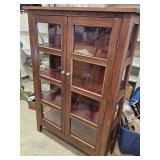 16 Pane Curio Cabinet, Red Painted Interior