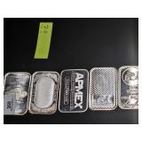 (5) 1 Oz Silver Bullion