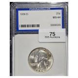 1958 D Washington Quarter PGS MS-64