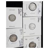 (5) 1875-1877 Liberty Seated Dime (Inc. 1876-CC)