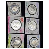 (6) 1990 W,P Comm. $1 Silver Dollar