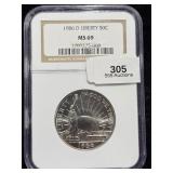 1986 D Commemorative Half NGC MS69 Liberty