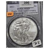 2011 Eagle 25th Anniversary $1 PCGS MS69
