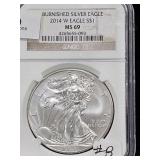 2014 W Burnished Silver Eagle Eagle $1 NGC MS69