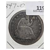 1847 O Liberty Seated Half Dollar