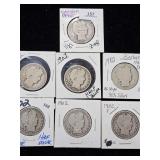 (7) 1902 Barber Half Dollar