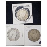 (3) 1900 Barber Half Dollar