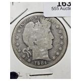1904 P Barber Half Dollar