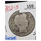 1902 S Barber Half Dollar