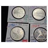 (4) 1992 S,D Comm. $1 Silver Dollar