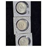 (3) 1953 S,D,P Commemorative Half Carver Wash.