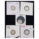 (5) 1892-1899 Barber Dime