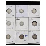 (10) 1900-1905 Barber Dime
