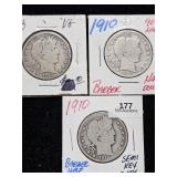 (3) 1910 Barber Half Dollar