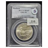 1993 W Commemorative Half PCGS MS69 Madison