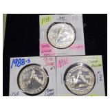(3) 1988 S Comm. $1 Silver Dollar