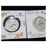(2) 1956-1957 Washington Quarter