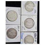 (5) 1907 O Barber Half Dollar