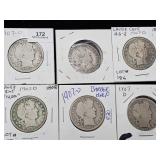 (6) 1907 D Barber Half Dollar